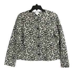 J Jill Quilted Padded Jacket Small Women New Floral Coat Buttons Pocket padded